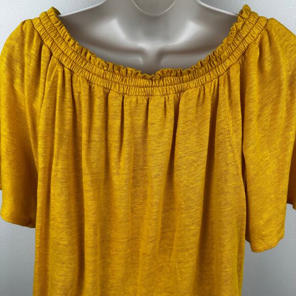 Sundance Dancing Garden Blouse Top Linen Floral Embroidery Boho Peasant Yellow S - Picture 7 of 10